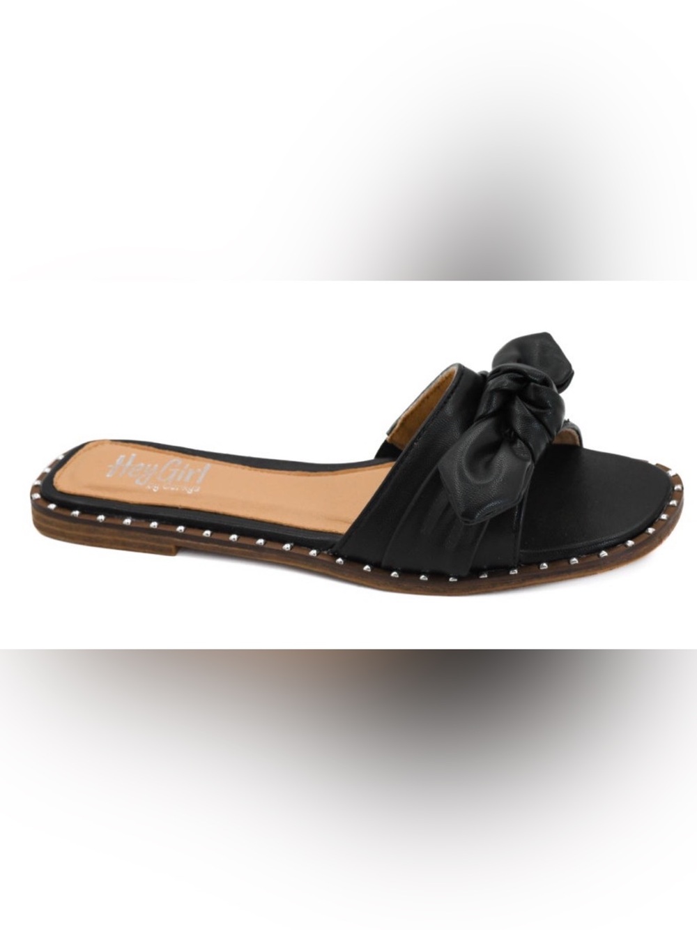 NEW Corkys Hey Girl Black Bow Slides with Studded Trim